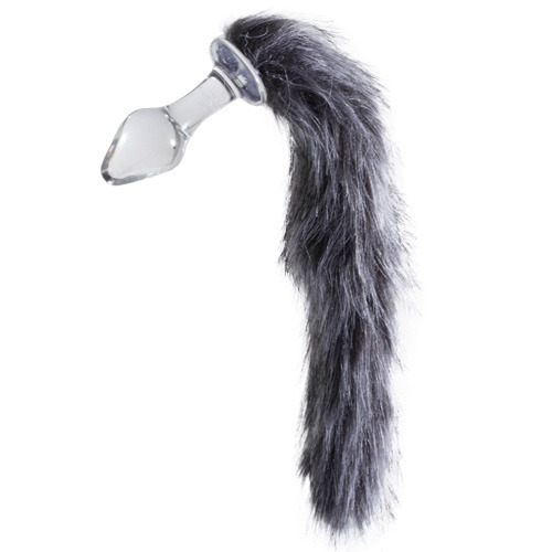 Kinky Tails Grey Cat Glass Butt Plug